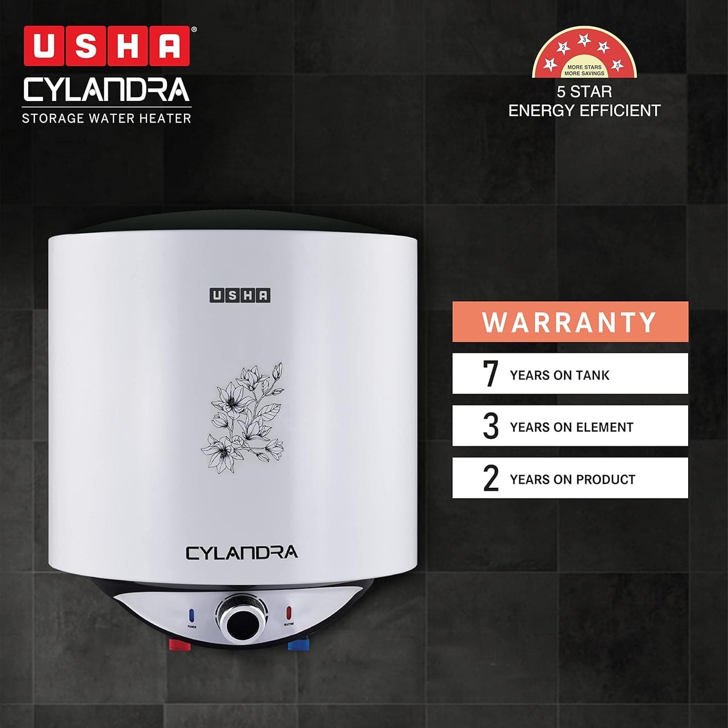 USHA GEYSER SWH CYLANDRA 15L WHITE preview 5