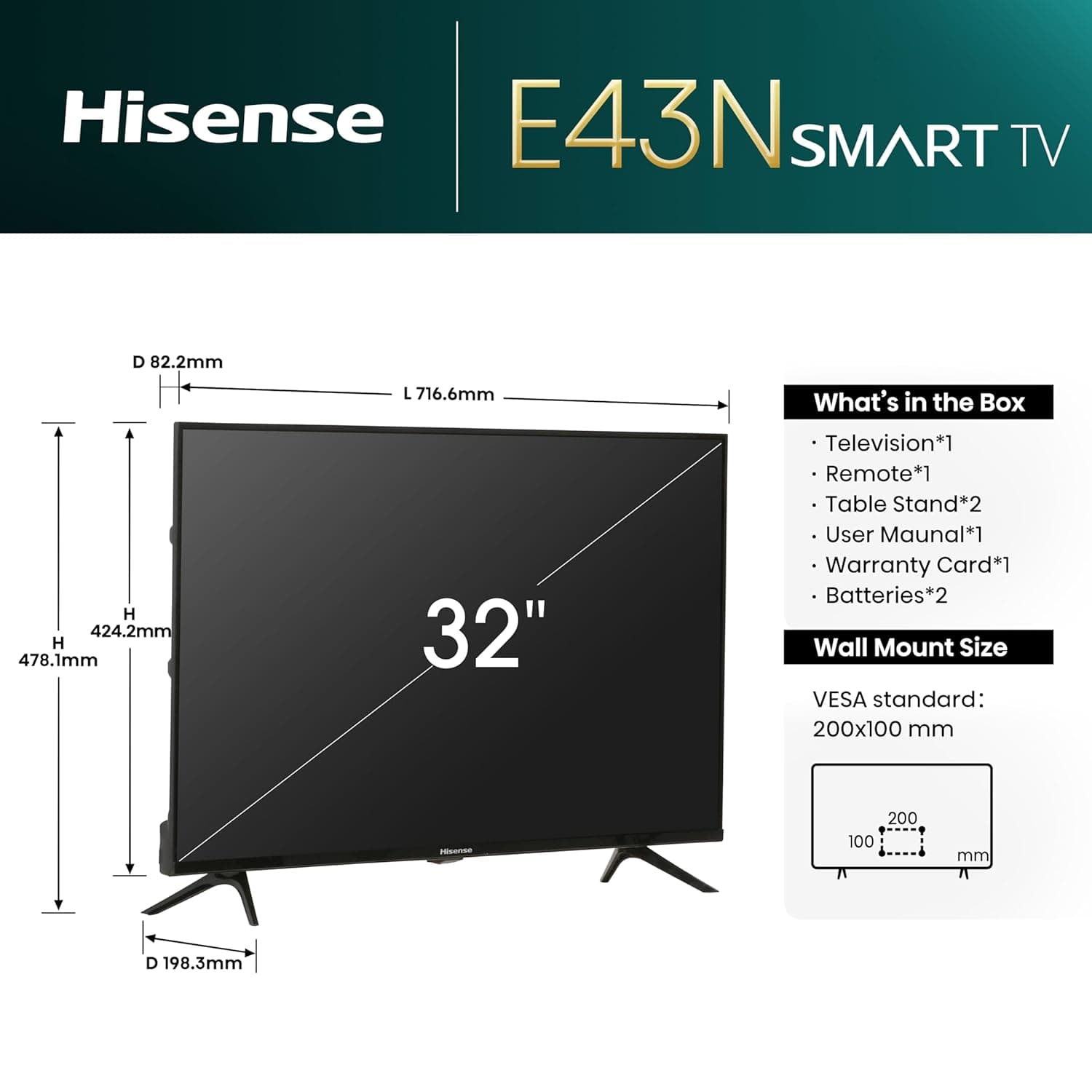 HISENSE LED TV 32E43N preview 2