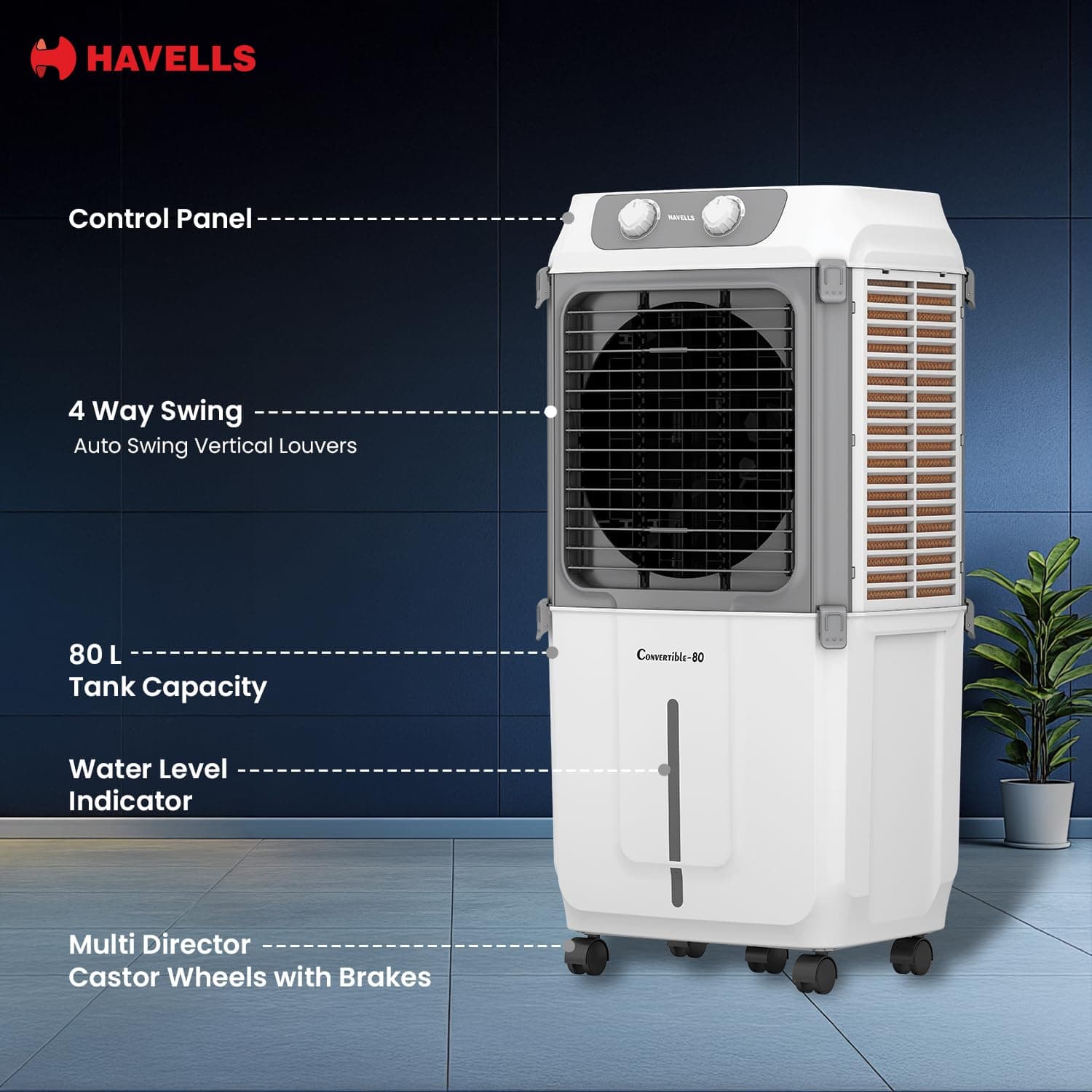 HAVELLS AIR COOLER KACE DESERT 80L WHT-GREY preview 5