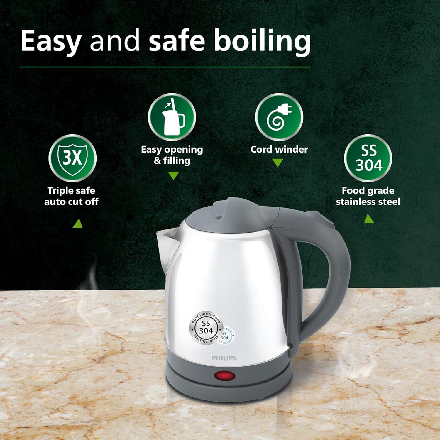 PHILIPS ELECTRIC KETTLE HD9363/02 STAINLESS STEEL preview 6