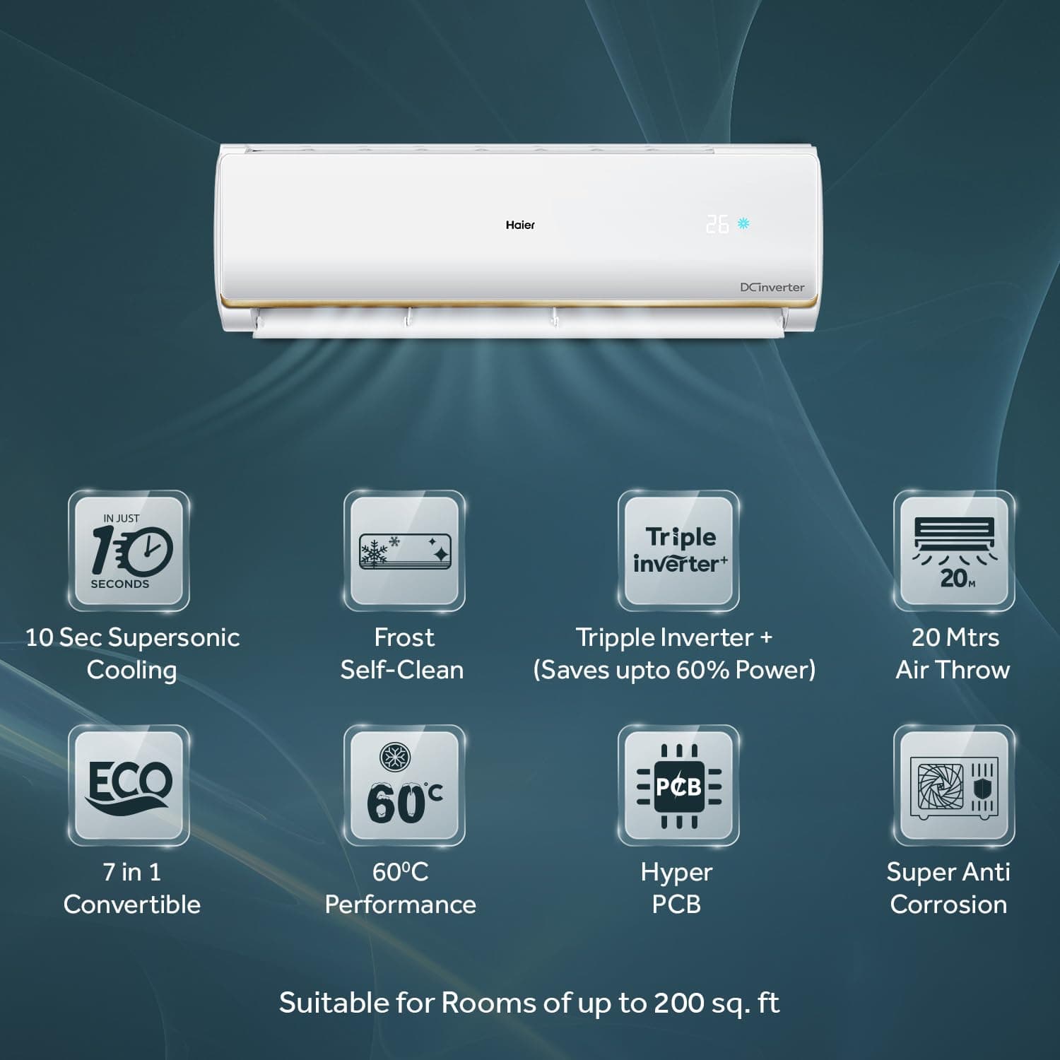HAIER SPLIT AC 1.5T HS18C-TQG4BN-INV I/D preview 2