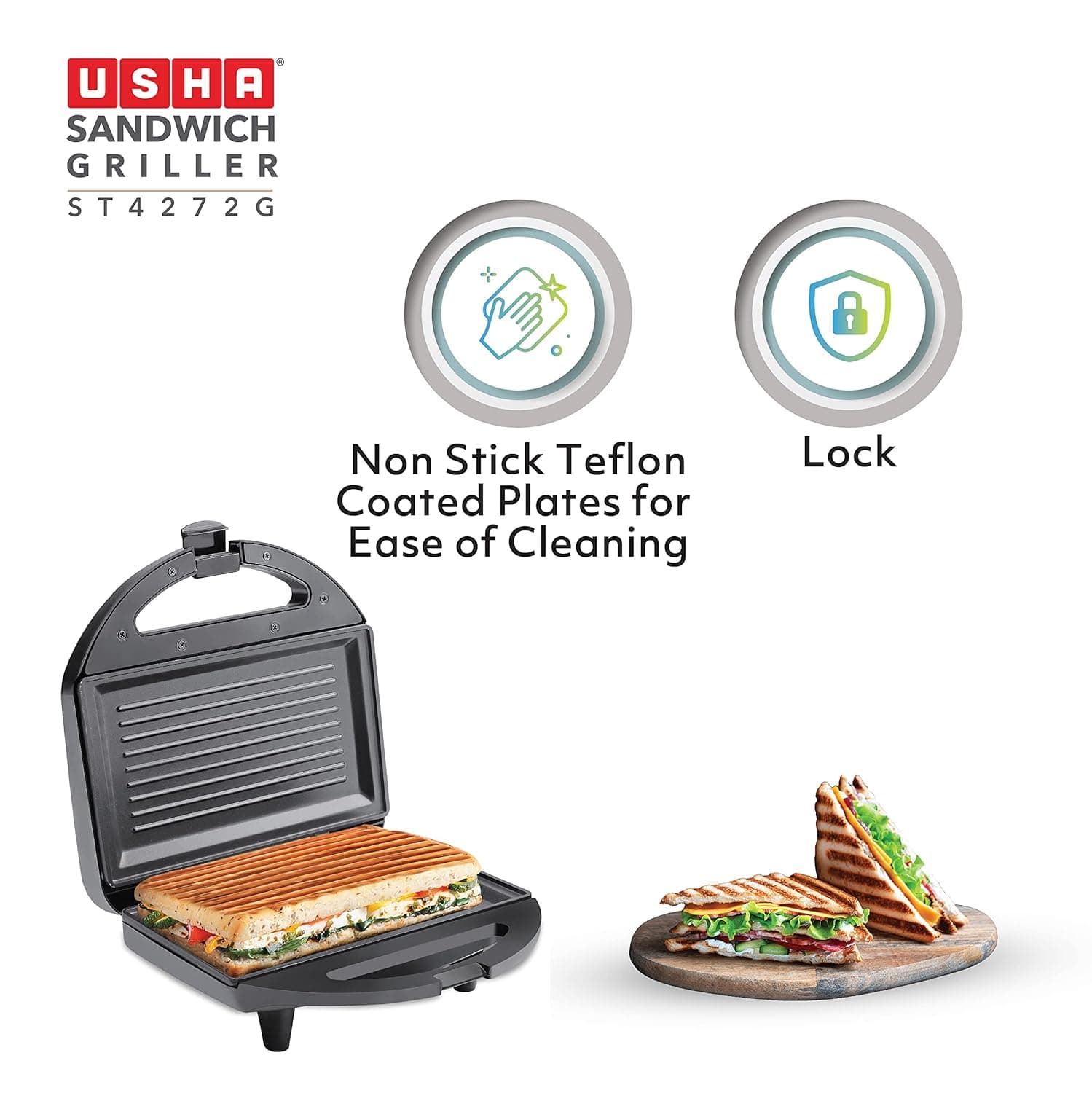 USHA SANDWICH TOASTER ST4272 T BLACK preview 3