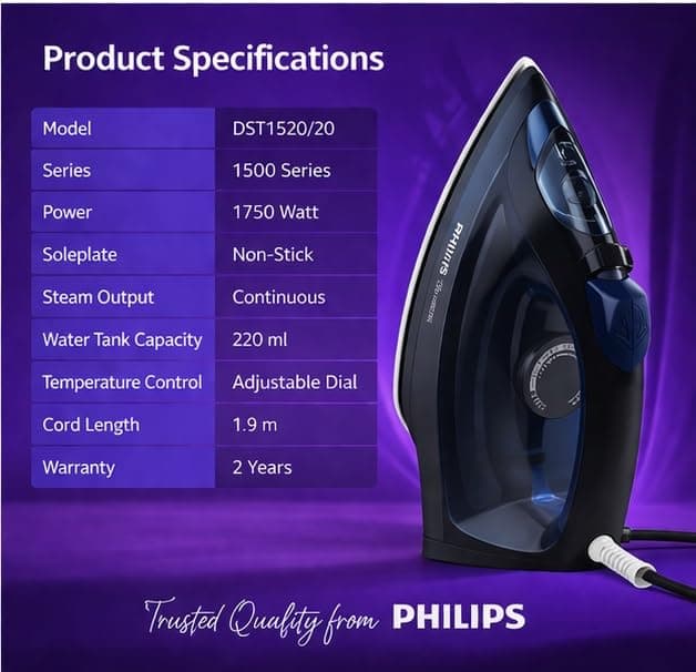 PHILIPS STEAM IRON DST1520/20 1750W preview 2