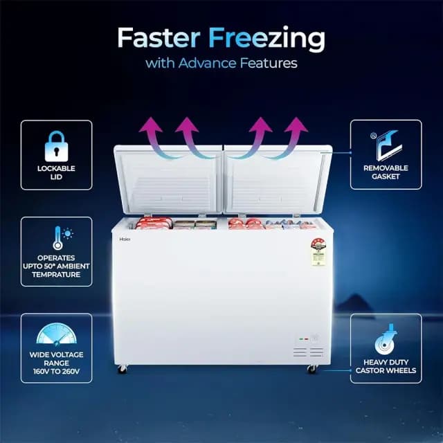 HAIER 320L 4 STAR DOUBLE DOOR DEEP FREEZER HFC-320DPW4 preview 4