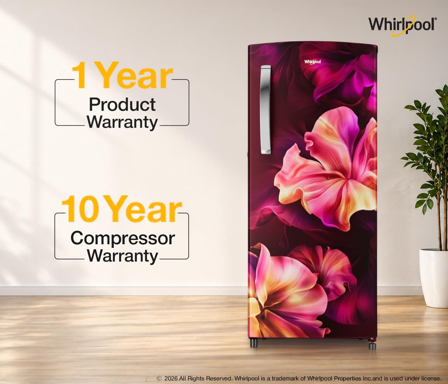 WHIRLPOOL 207 L 3 STAR SINGLE DOOR REFRIGERATOR 230 IMPRO PRM WINE SILKY preview 3