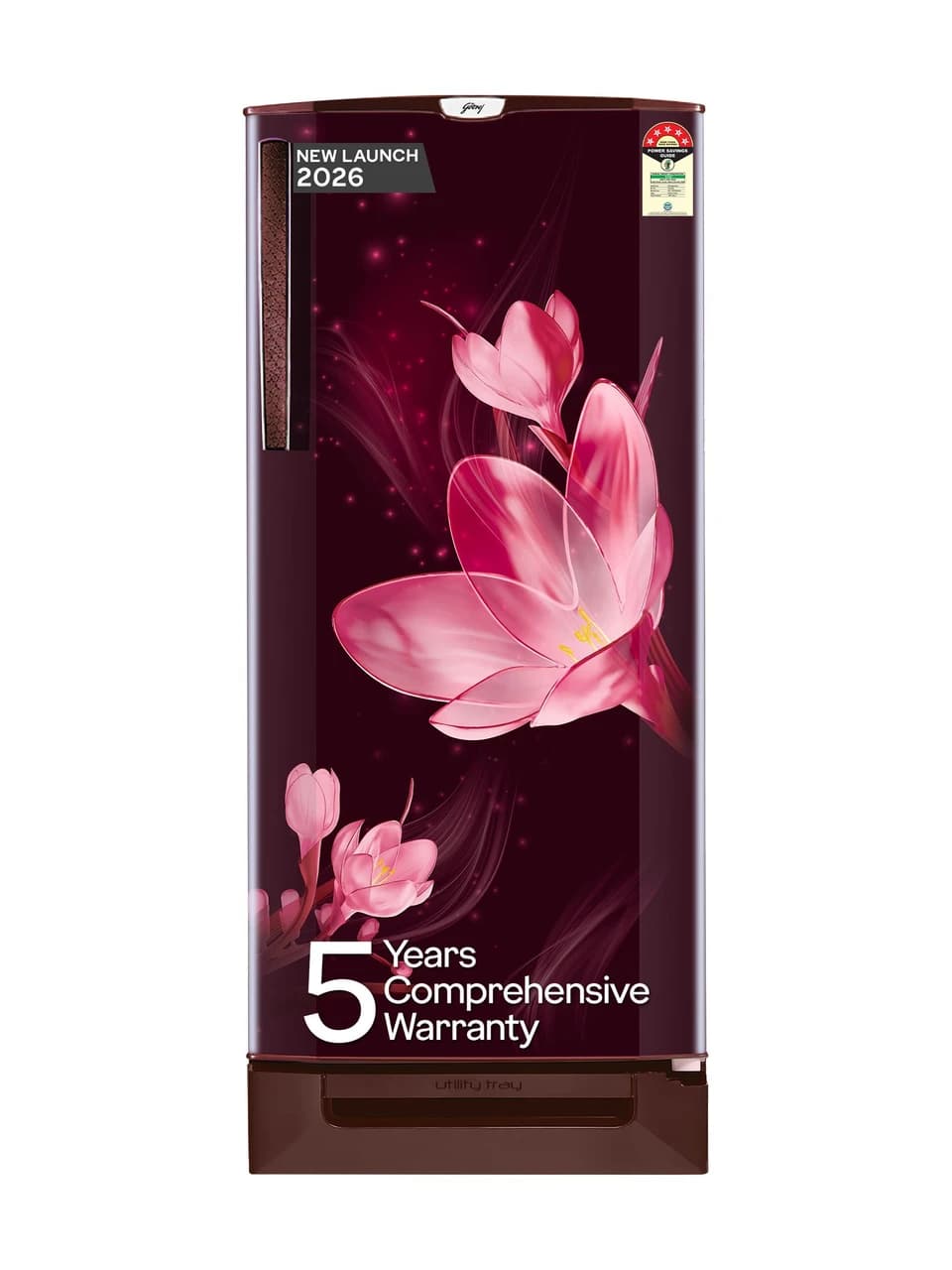 Godrej 185L 5 Star single door refrigerator with Direct Cool technology and toughened glass shelves