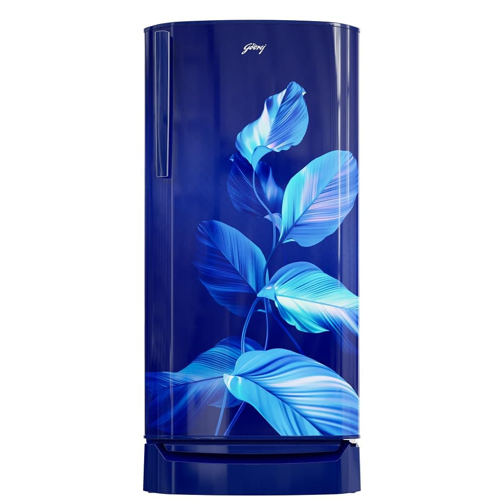 Godrej 205L Frost Free refrigerator with inverter cooling, Farm Fresh Crisper and toughened glass shelves in Lily Blue
