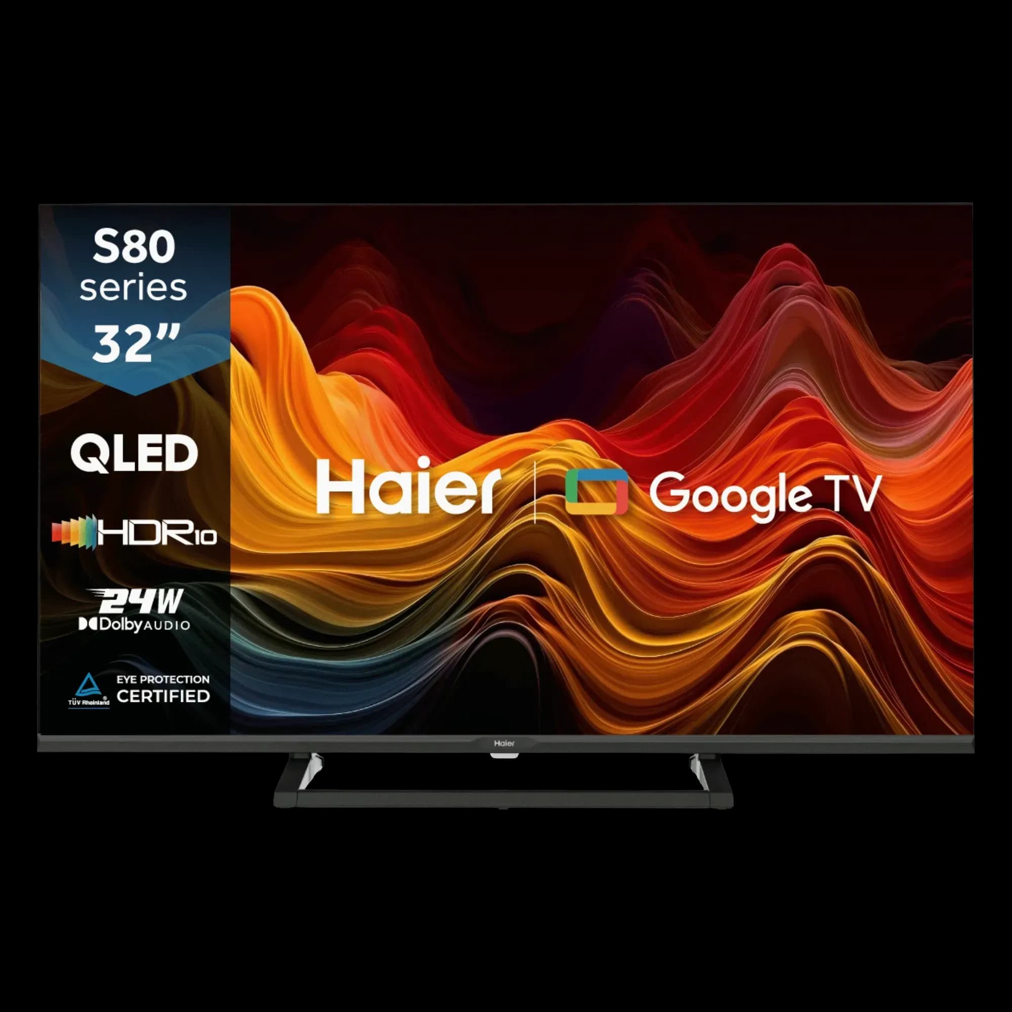 Haier H32S80GFX 32 inch Full HD QLED Google Smart TV with Dolby Audio in black