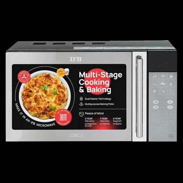 IFB 20BC4 20L convection microwave oven with 71 Auto Cook menus and dual heaters in black