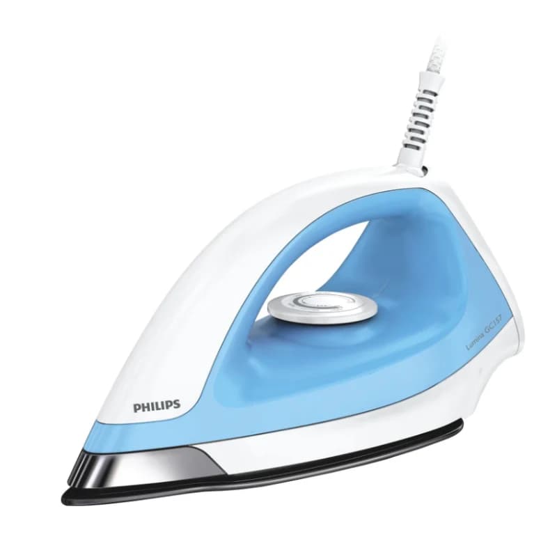 Philips GC157/02 1100W dry iron with Black American Heritage soleplate in blue and white