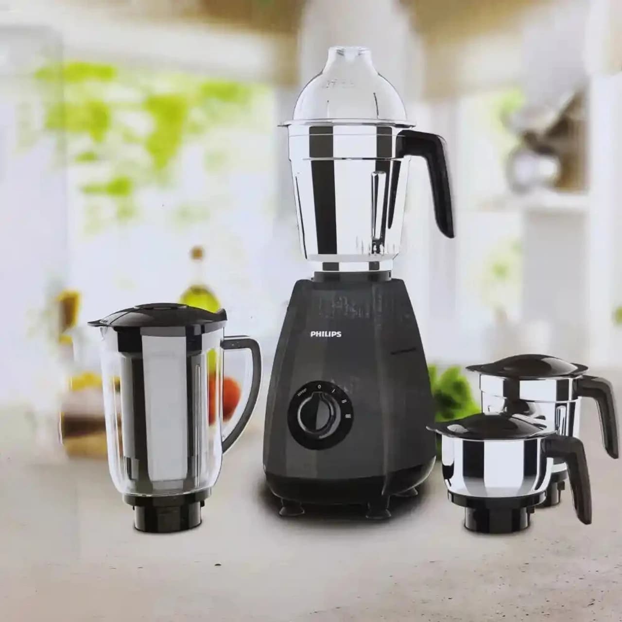 Philips HL7704/00 1000W juicer mixer grinder with 4 jars in black