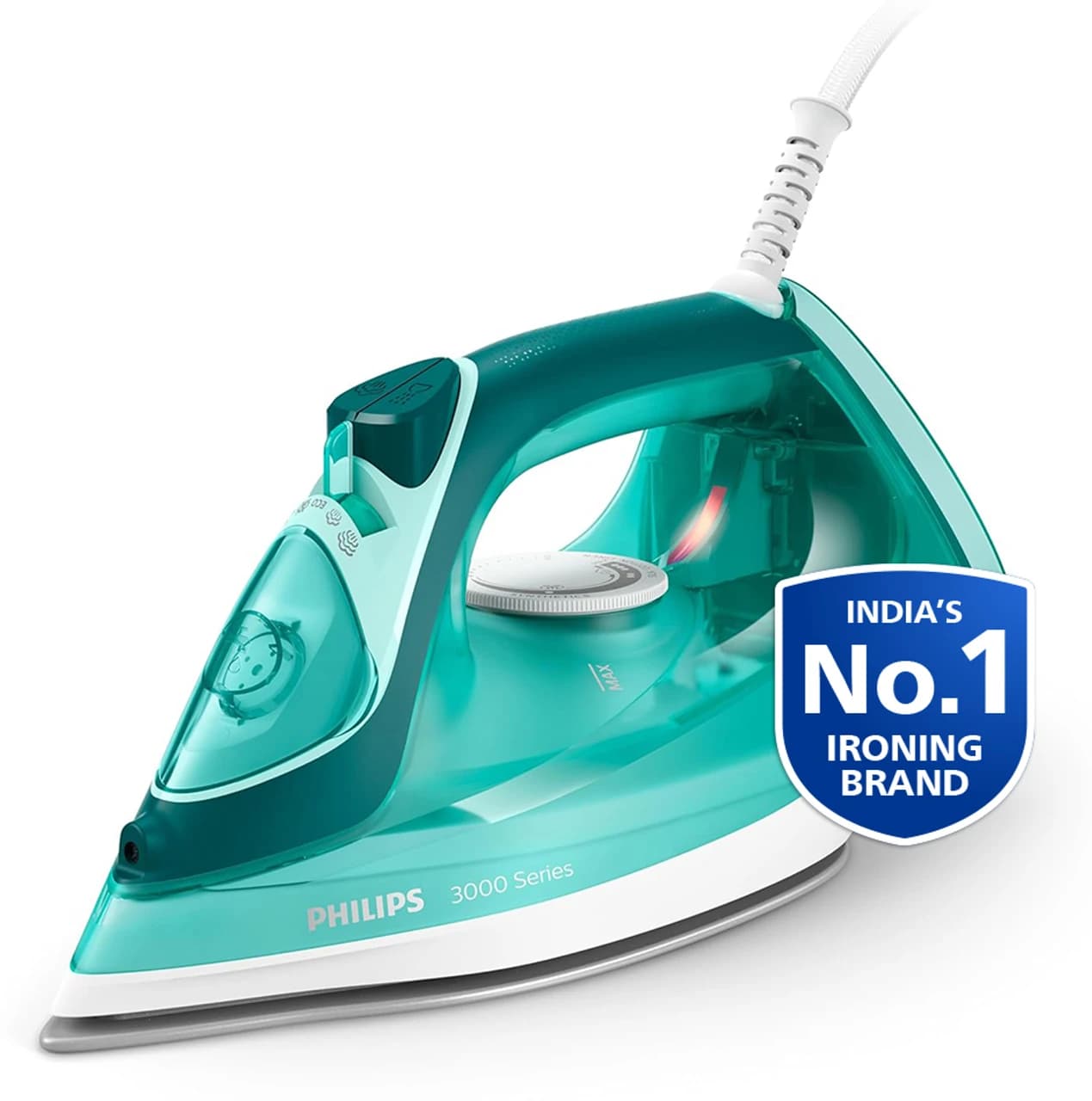 Philips 2400W steam iron with ceramic soleplate and green finish