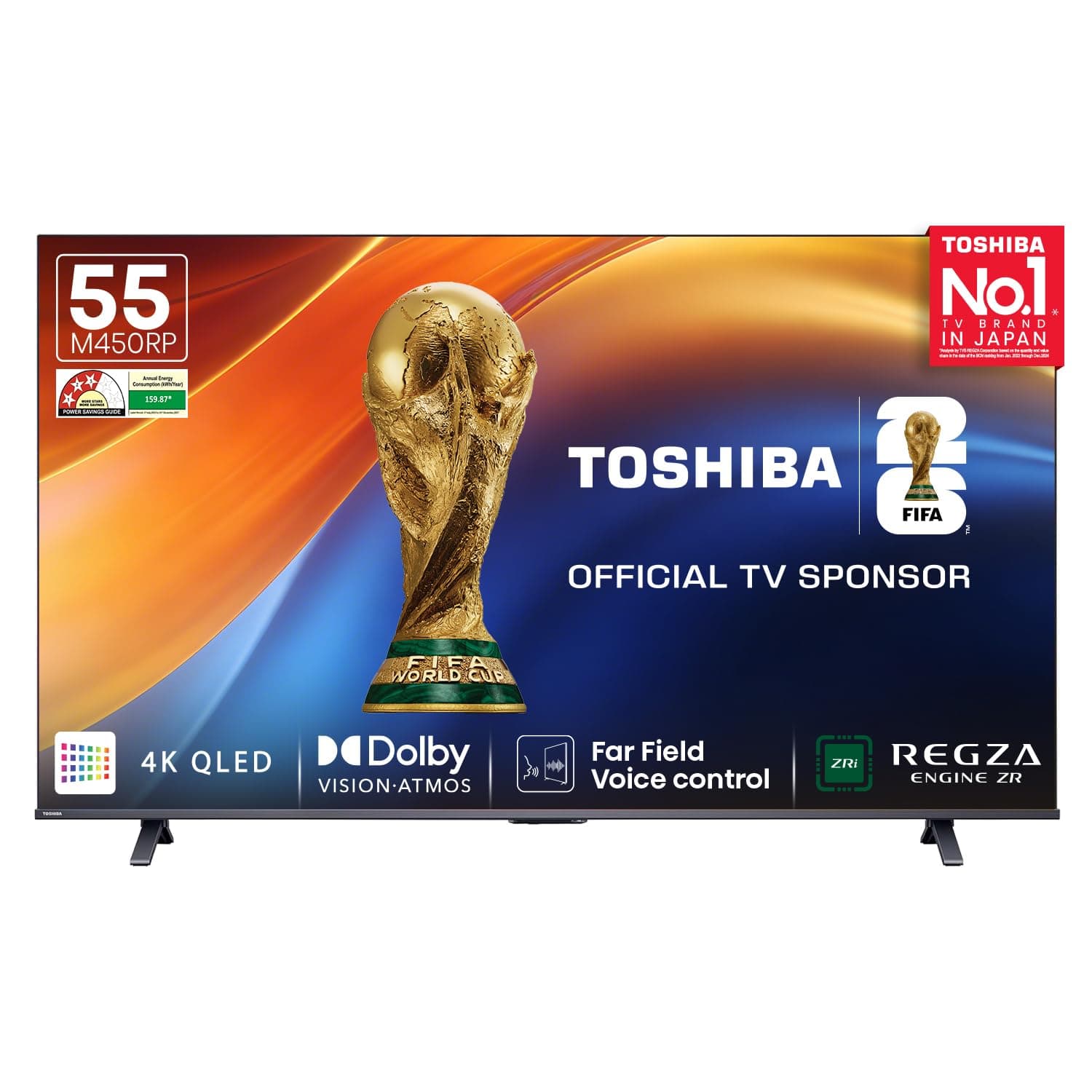 Toshiba 55M450RP 55 inch QLED 4K Ultra HD Smart VIDAA TV with Dolby Vision and Dolby Atmos